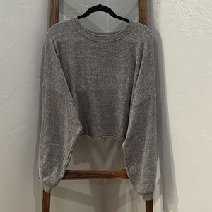 Cropped Gray Long-Sleeved Tee